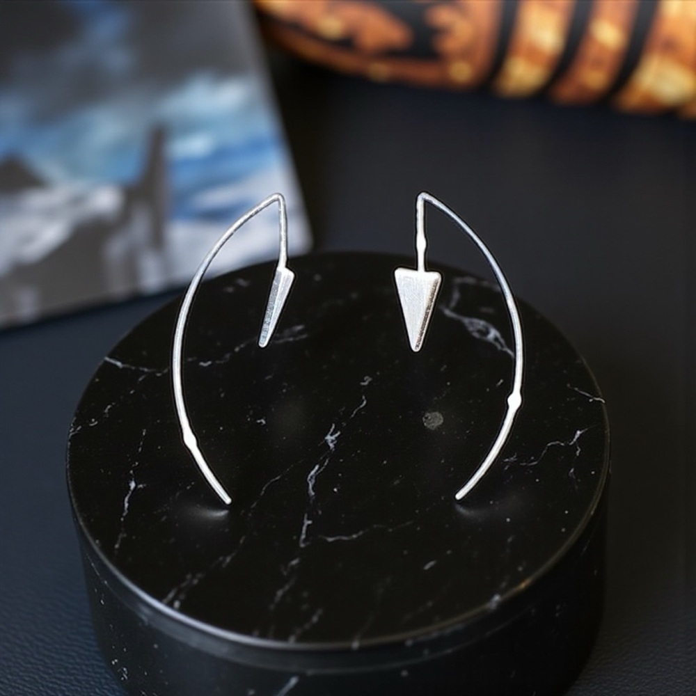 Silver Triangle Geometric Earrings